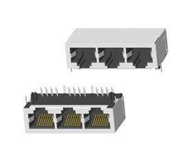 RJ45 5921 ; 1X3 ports ; Without LED ; With metal shield . PCB Retaining Post: hollow(Type B）