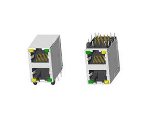 RJ45 5921 ; 2X1 ports ; With LED ; With metal shield . PCB Retaining Post: hollow(Type B）