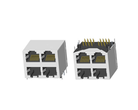 RJ45 5921 ; 2X2 ports ; Without LED ; With metal shield . PCB Retaining Post: hollow(Type B）