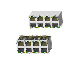 RJ45 5921 ; 2X4 ports ; With LED ; With metal shield（EMI Fingers） ; Meets IEEE 802.3 specification.(Long body)