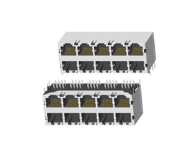 RJ45 5921 ; 2X5 ports ; Without LED ; With metal shield（EMI Fingers） . PCB Retaining Post: hollow(Type B）